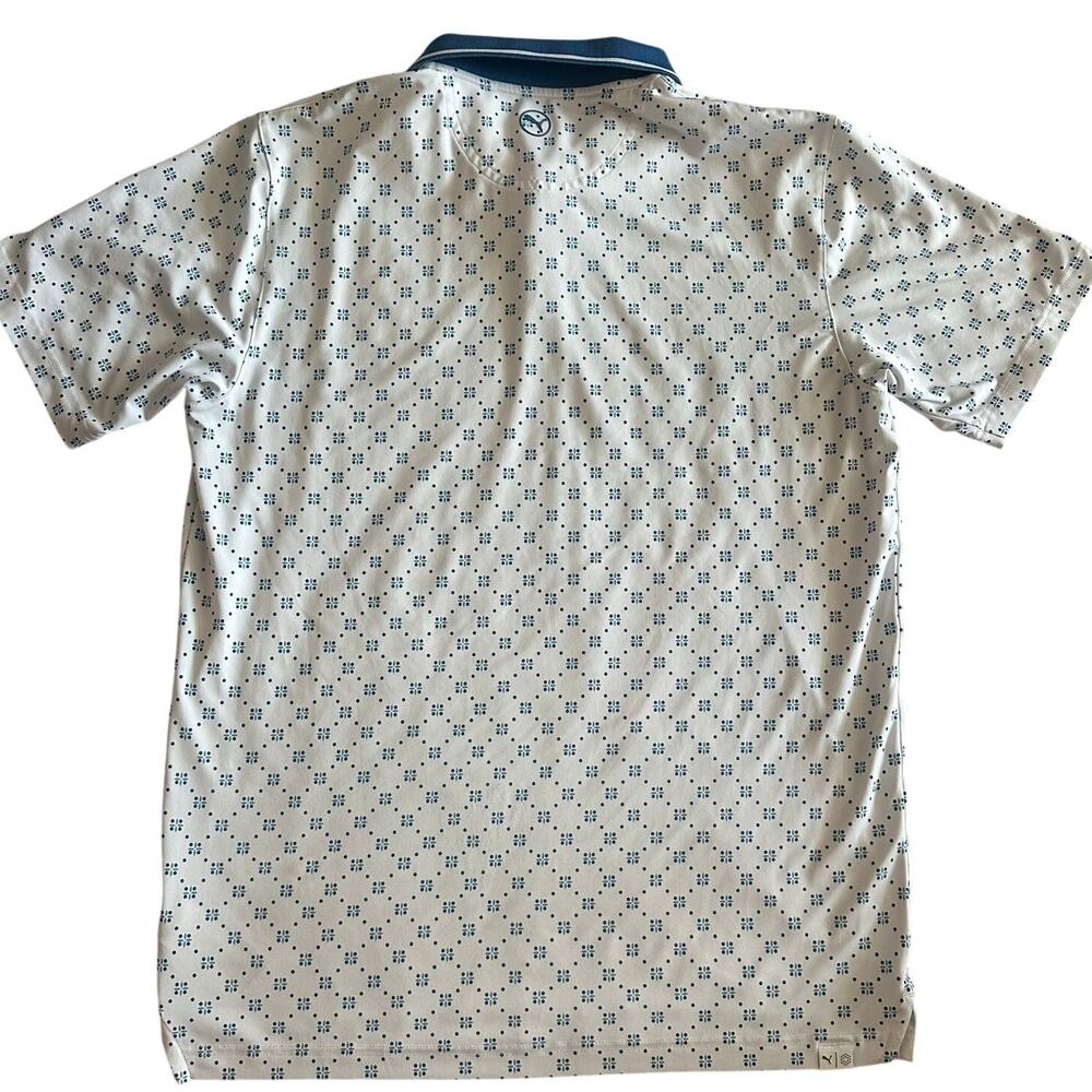 Puma White/Blue Geometric Design, Short Sleeve, Golf Polo- M - Picture 2 of 9